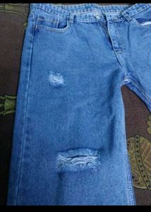 Distressed Blue Wide Leg Jeans