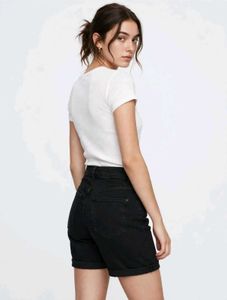 Black High-Waisted Denim Shorts