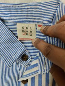 Boys Blue Striped Button-Up Shirt