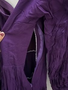 Purple Square Neck Tiered Dress