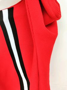 X-M Black/White Stripes Red Sweater