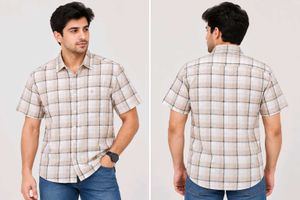 Men's Casual Plaid Short-Sleeve Shirt