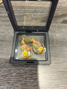 Handmade Floral Resin Teardrop Earrings