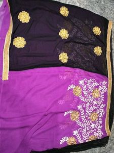 Elegant Purple & Black Saree