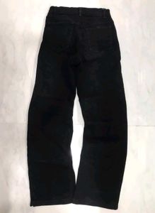 Black Straight-Wide Leg Jeans