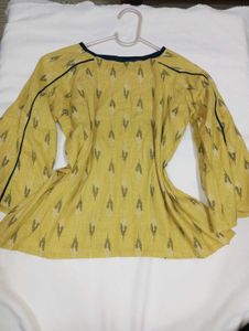 Yellow Printed Bell Sleeve Blouse
