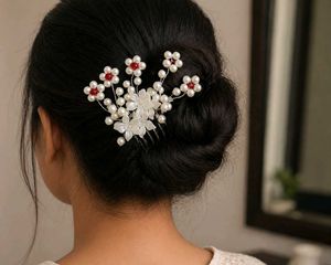 Elegant Pearl &amp; Floral Hair bun enhancer
