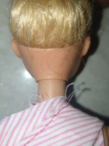 Vintage Barbie Doll with Pink Striped Dress