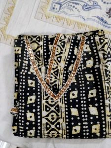 Black &amp; Beige Printed Kurta