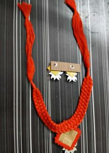 NEW HANDMADE Terracotta Necklace Earrings Set