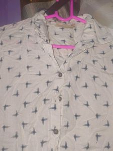 Chic Bird Print Tunic Top