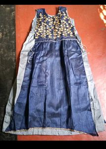 Elegant Blue Embroidered Ethnic Gown