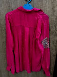 Vibrant Pink Embellished Button-Up Shirt