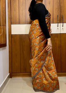 Vibrant Yellow Floral Print Saree