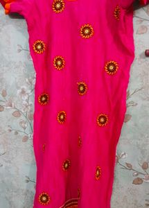 Vibrant Pink Embroidered Kurti