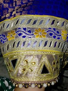 royal blue banarasi jacquard febric with  mirror a