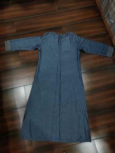 Elegant Grey Kurta with Golden Embroidery