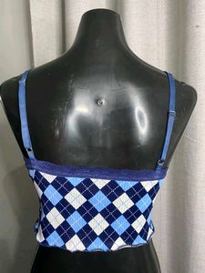 Argyle Lace Trim Crop Top