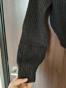 Chic Black Wrap Knit Sweater