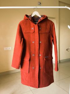 Red Wool Blend Duffle Coat