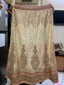 Elegant Gold Embroidered Lehenga Skirt