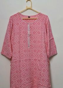 Pink Bandhani Print Kurta