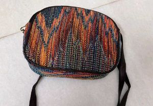 Multicolor Woven Sling Bag with Adjustable Strap