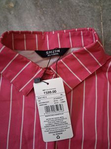 Pink Striped Button-Up Shirt