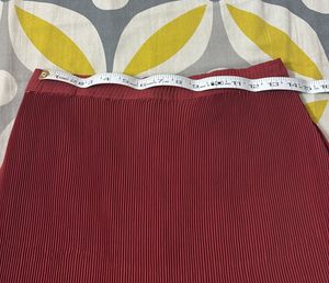 Maroon Pleated Midi Skirt