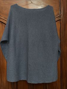 Blue Dolman Sleeve Ribbed Knit Top