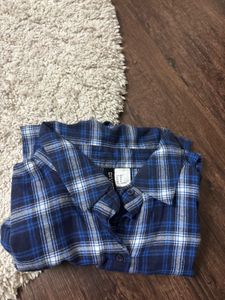H&amp;m Blue  Long-Sleeve crop  Shirt
