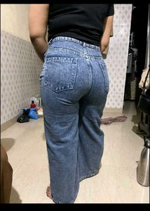 Stylish Wide Leg Acid Wash Jeans