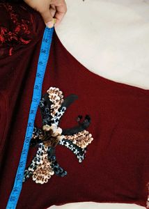 Very Fancy Sequin Work Net Sleeve Top