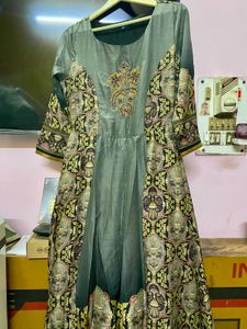 Embroidered Kurta with Printed Panels