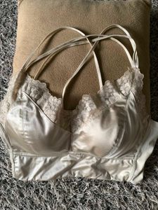 Lace Trim Satin Bralette