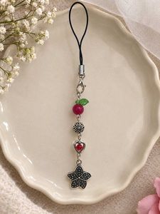 oxidised Flower and Heart Charm