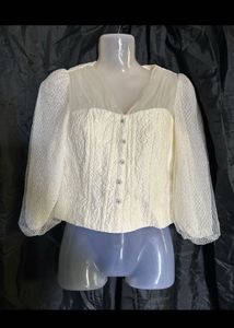 Elegant Off-White Textured Blouse