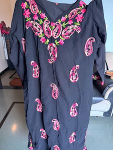 Embroidered Black Kurta with thread work