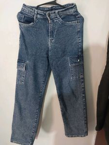 Blue Wash Cargo Jeans