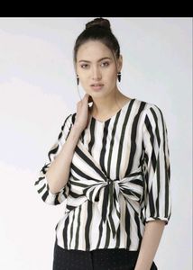Stylish Striped Tie-Front Top