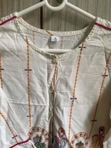 Printed Cream Kurta