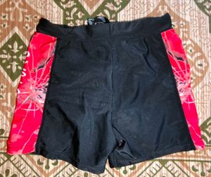 Blue Swim Bottoms with Orange Trim
