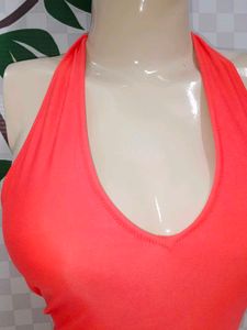 (455)Red Halter One-Piece Swimsuit