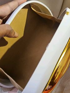 Zara Dupe Elegant White Clutch with Gold Accent