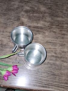 Vintage Metal Espresso Cups - Set of 2