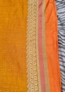 Orange Colour Stone Work Saree