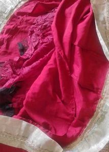 Red &amp; Gold Layered Ethnic Gown