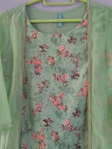 Kurta Top, A Line, Attached Coat Type Kurta, Light Green Colour, Light Weight Dress