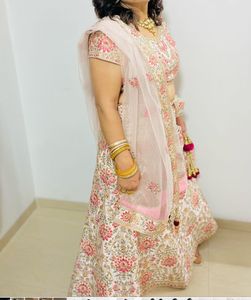 Beautiful Bridal Peach Lengha