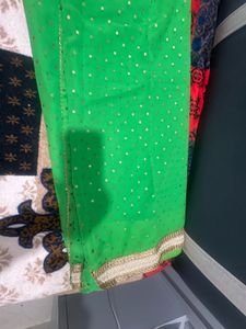 Elegant Green &amp; Gold Embroidered Saree